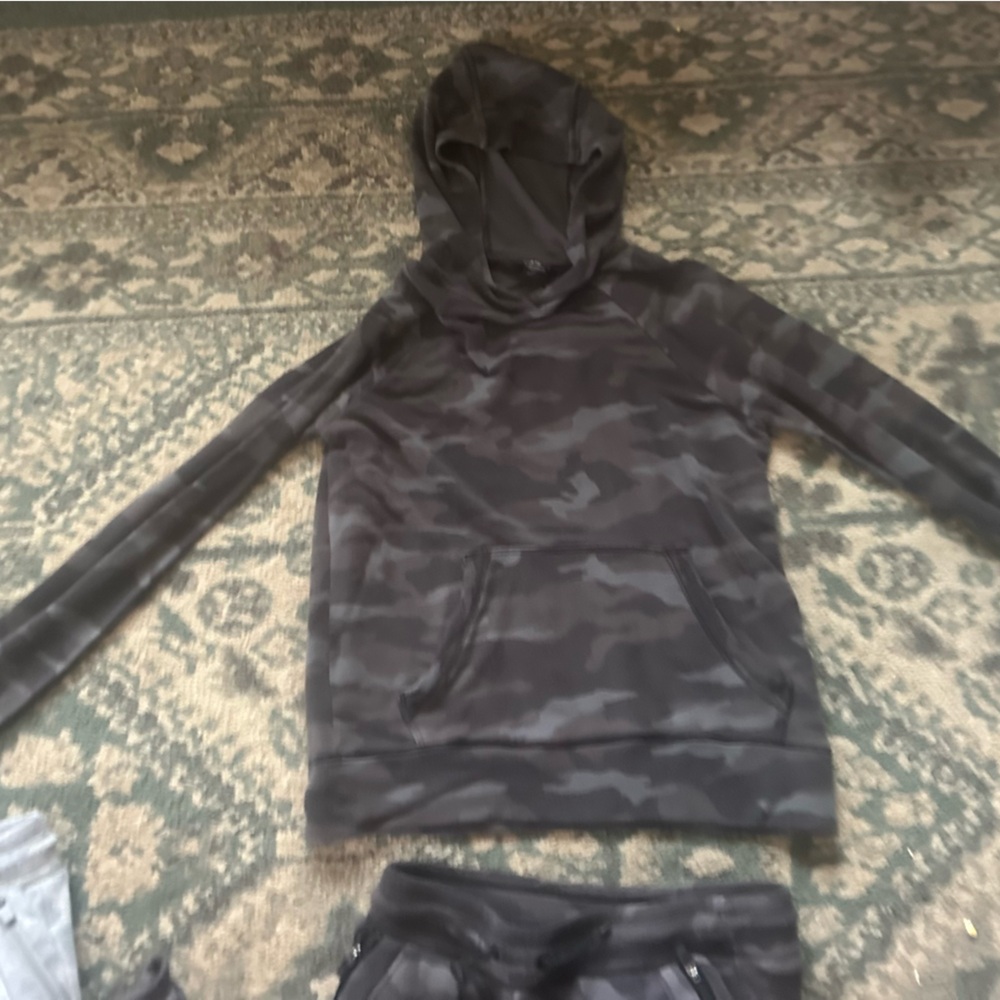 Athleta Girl hoodie and two pairs of joggers.